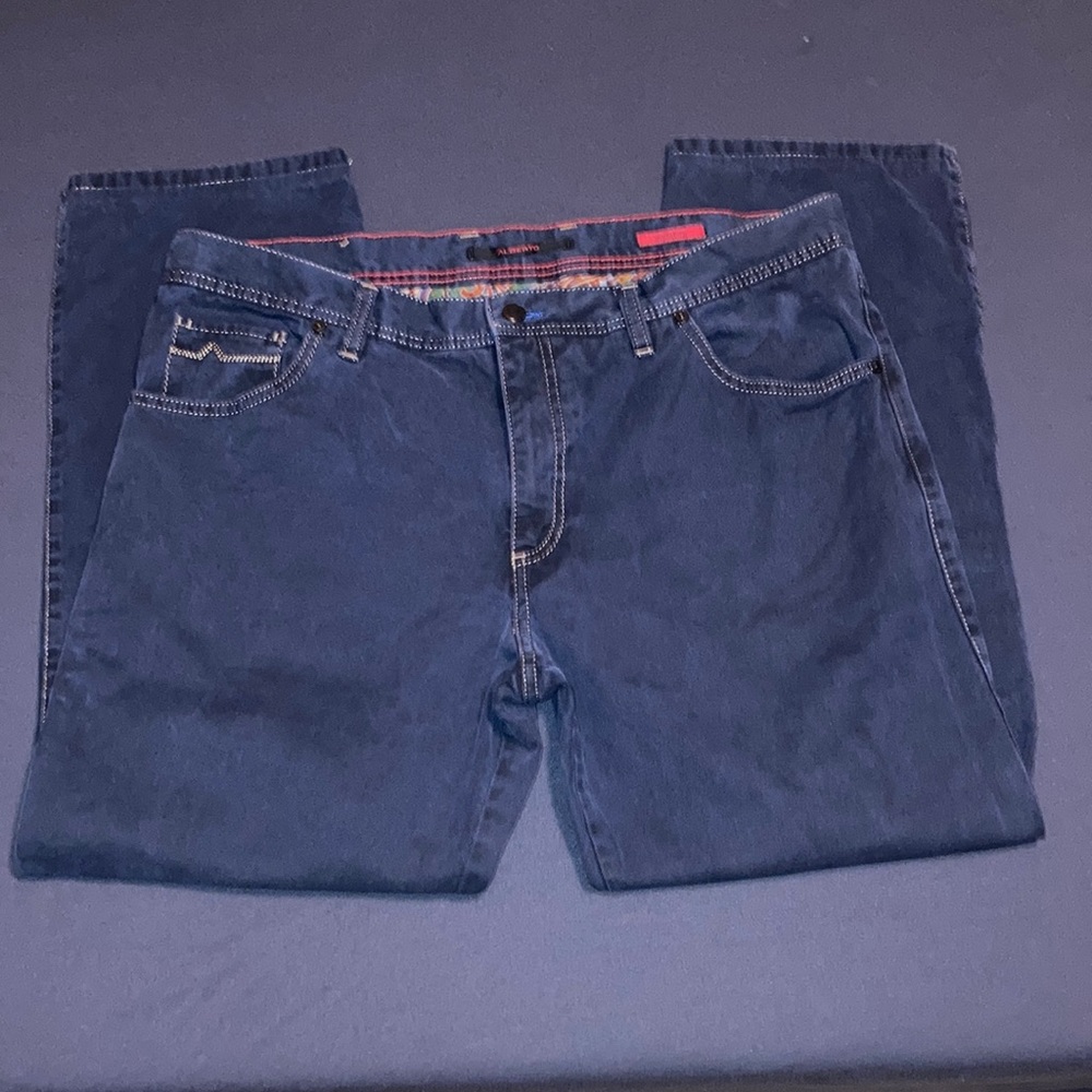 Alberto Jeans Men’s Size 38 x 28 Modern Fit Jeans Stone Vintage Twill Mens Jeans